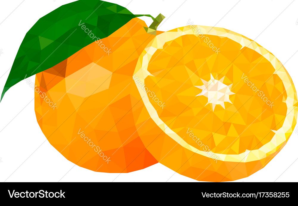 Low poly orange Royalty Free Vector Image - VectorStock