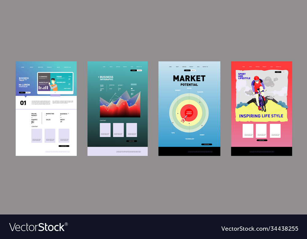 Presentation and website interface layout design Vector Image Presentation and website interface layout design