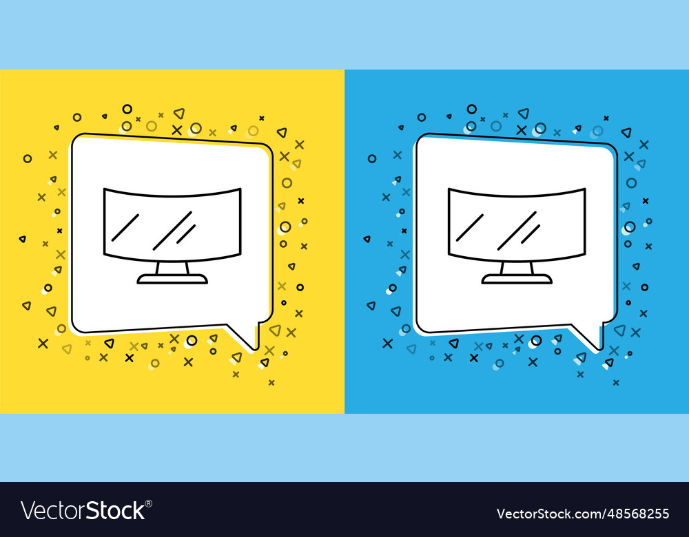 Set line computer monitor screen icon isolated vector image Set line computer monitor screen icon isolated