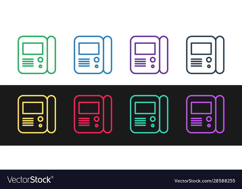 Set line house intercom system icon isolated vector image Set line house intercom system icon isolated