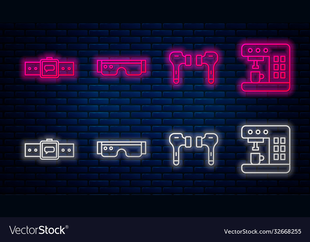 Set line smart glasses air headphones smartwatch Vector Image