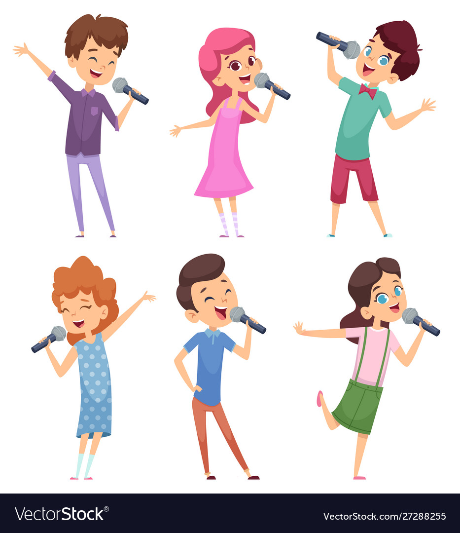 Singing kids happy cute childrens music voice Vector Image