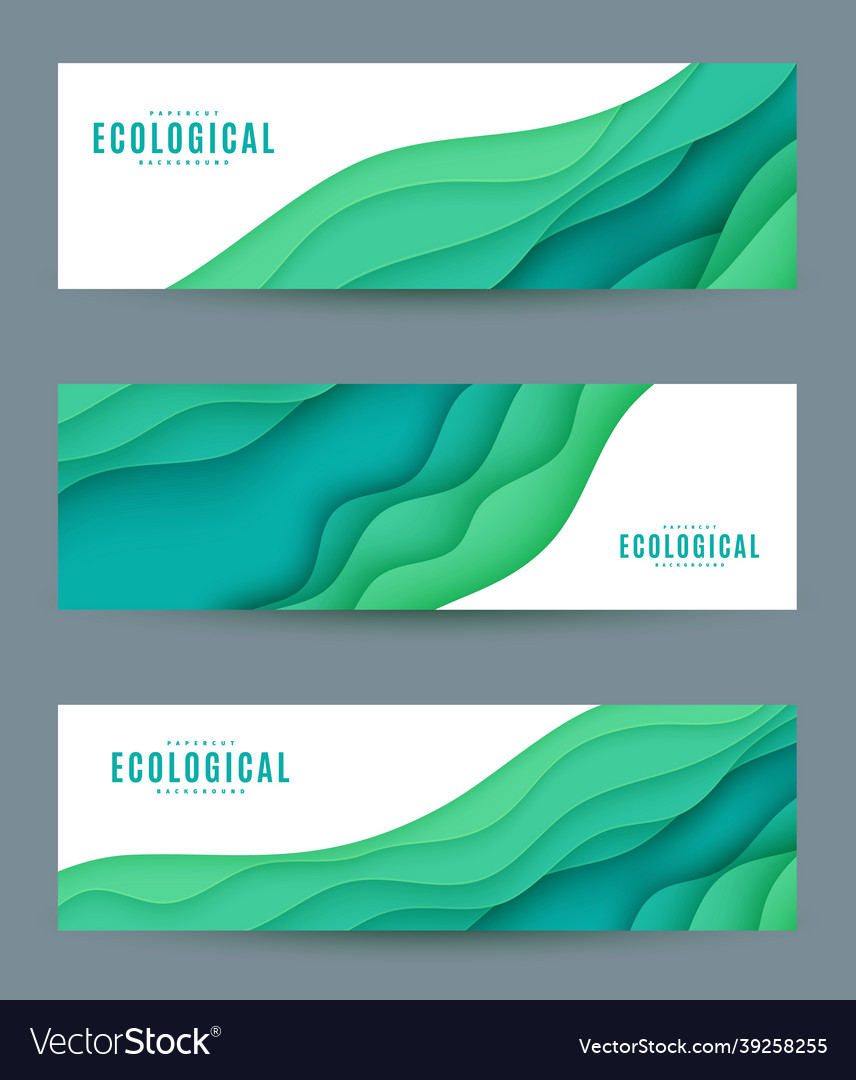 Three abstract horizontal flyer collection in cut Vector Image Three abstract horizontal flyer collection in cut