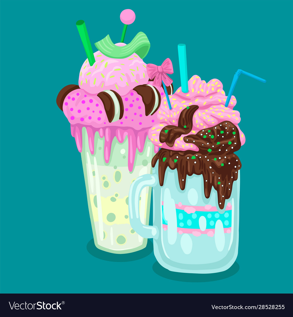 Three different milkshakes objects Vector Image Three different milkshakes objects