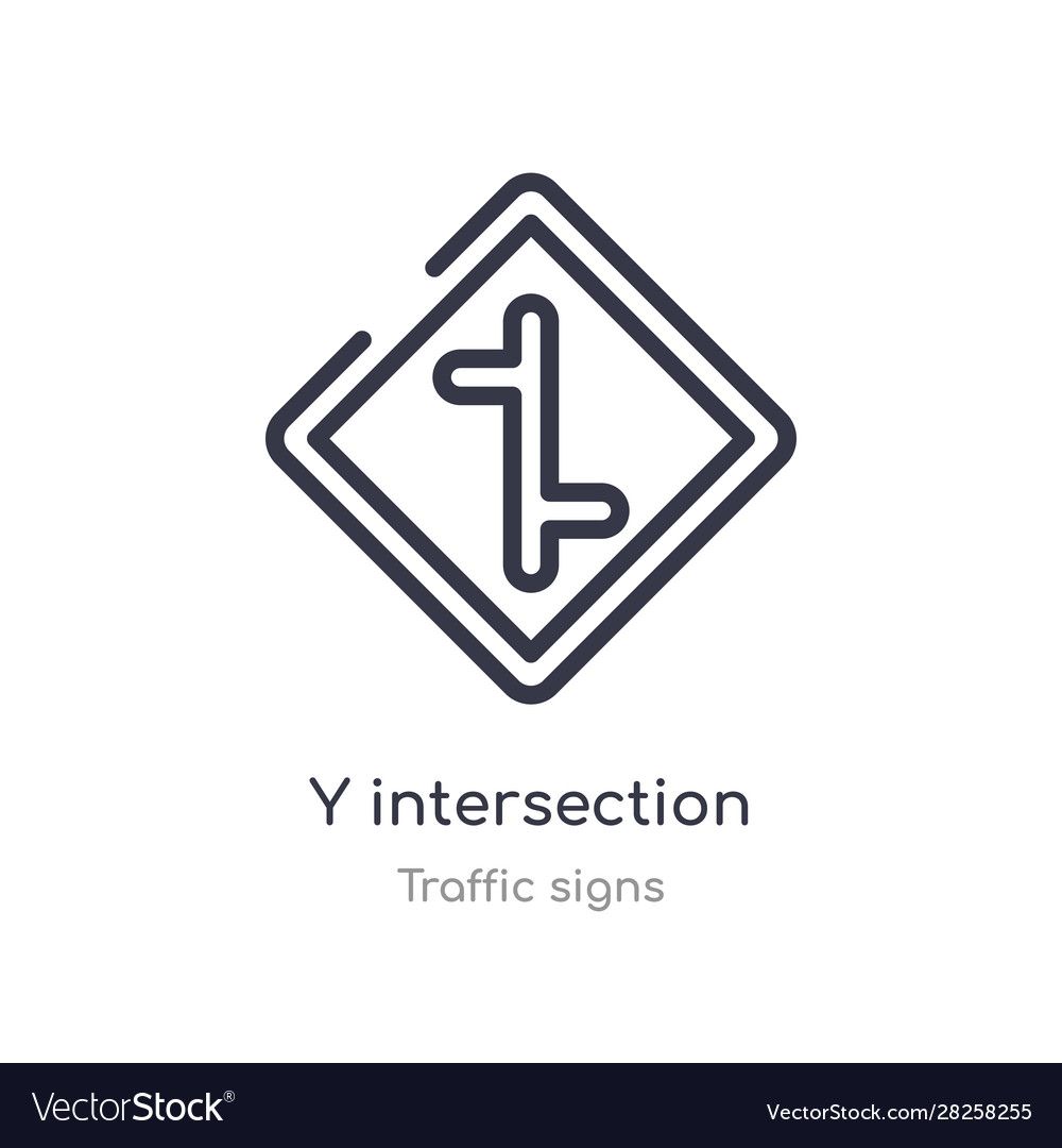 Y intersection outline icon isolated line from