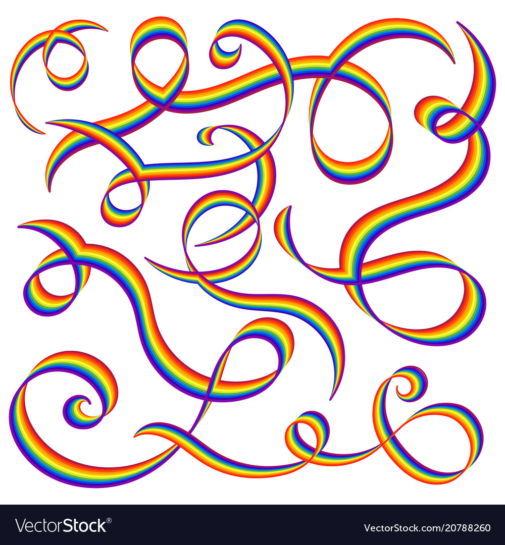 Abstract lines rainbow swirls design elements