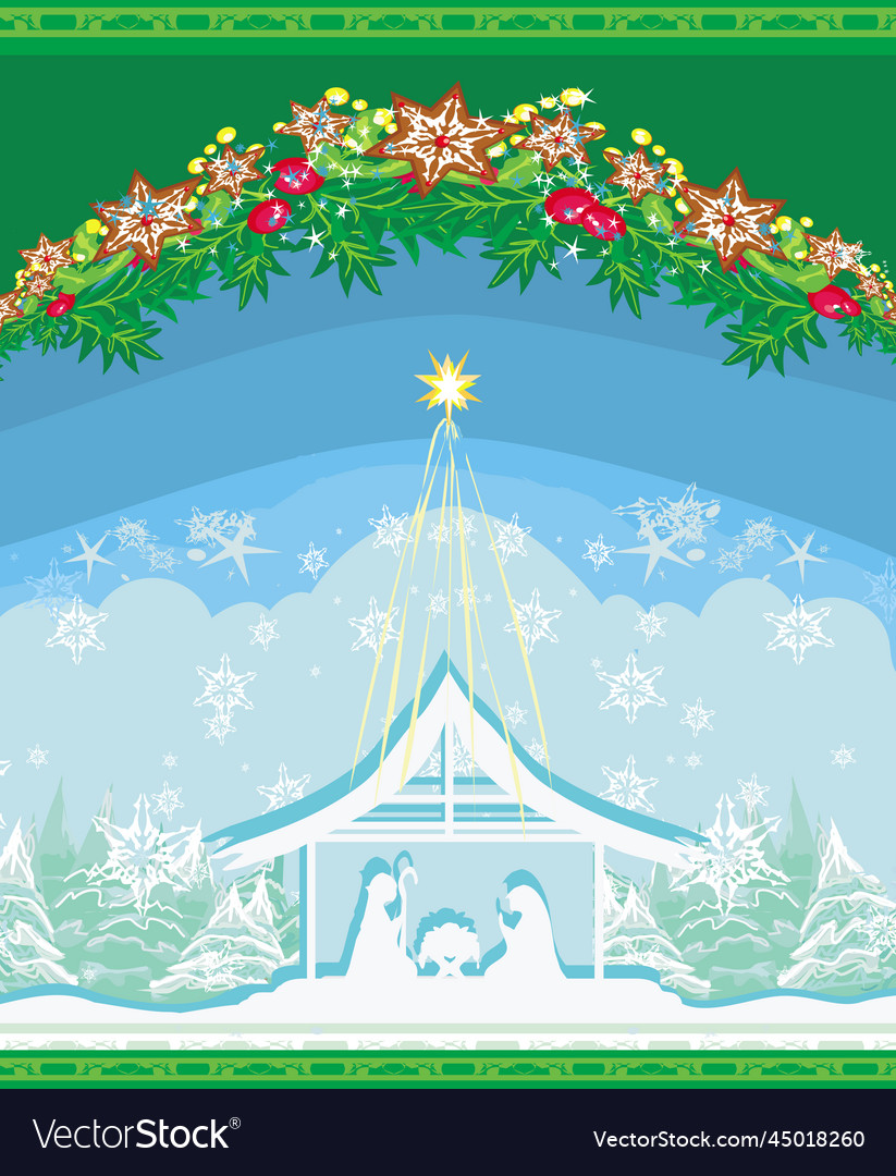 Birth of jesus in bethlehem - decorative Vector Image