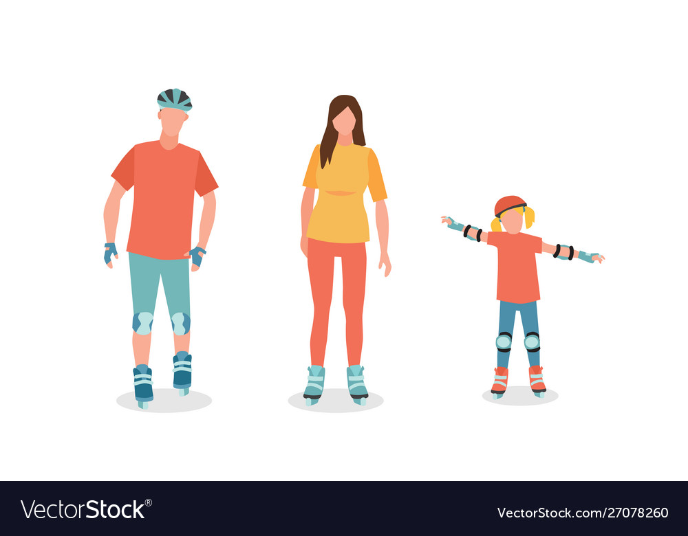 Family in roller skates