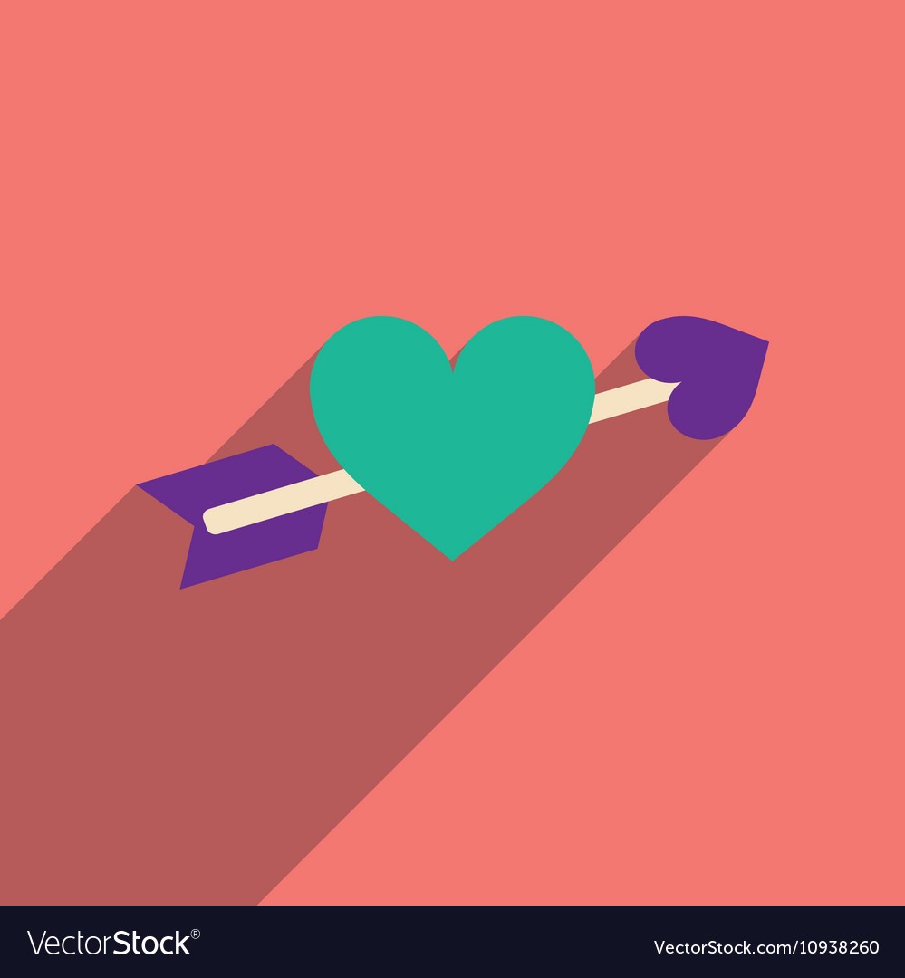 Flat web icon with long shadow arrow heart