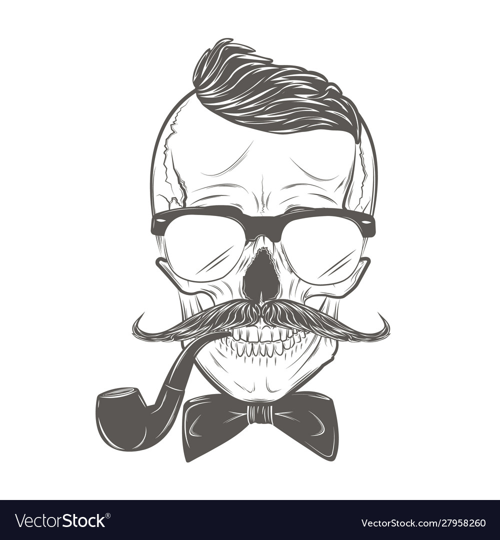 Hipster Skull with Pipe