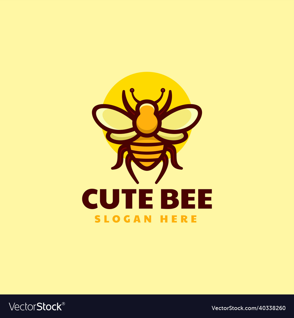 Logo cute bee simple mascot style