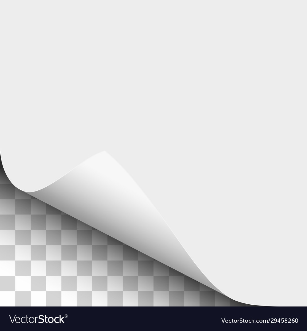 Lower left curl corner white sheet paper
