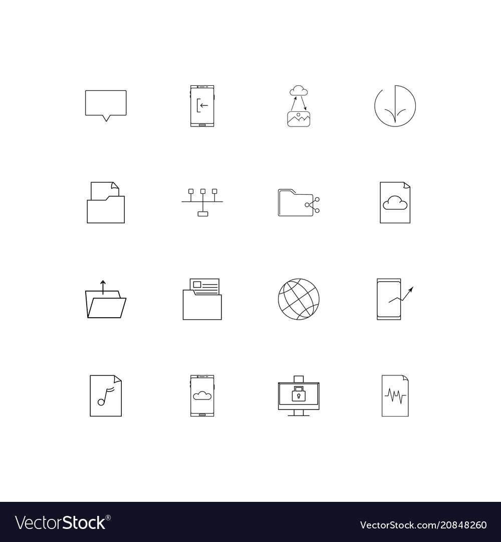 Network and database linear thin icons set