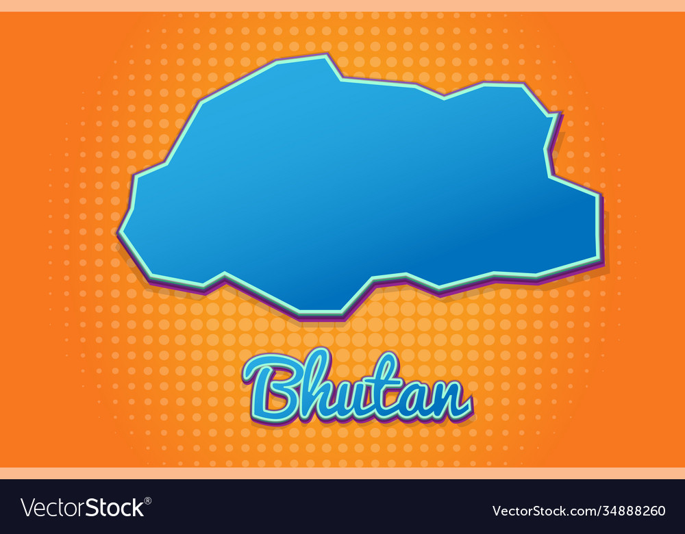 Retro map bhutan with halftone background vector image Retro map bhutan with halftone background