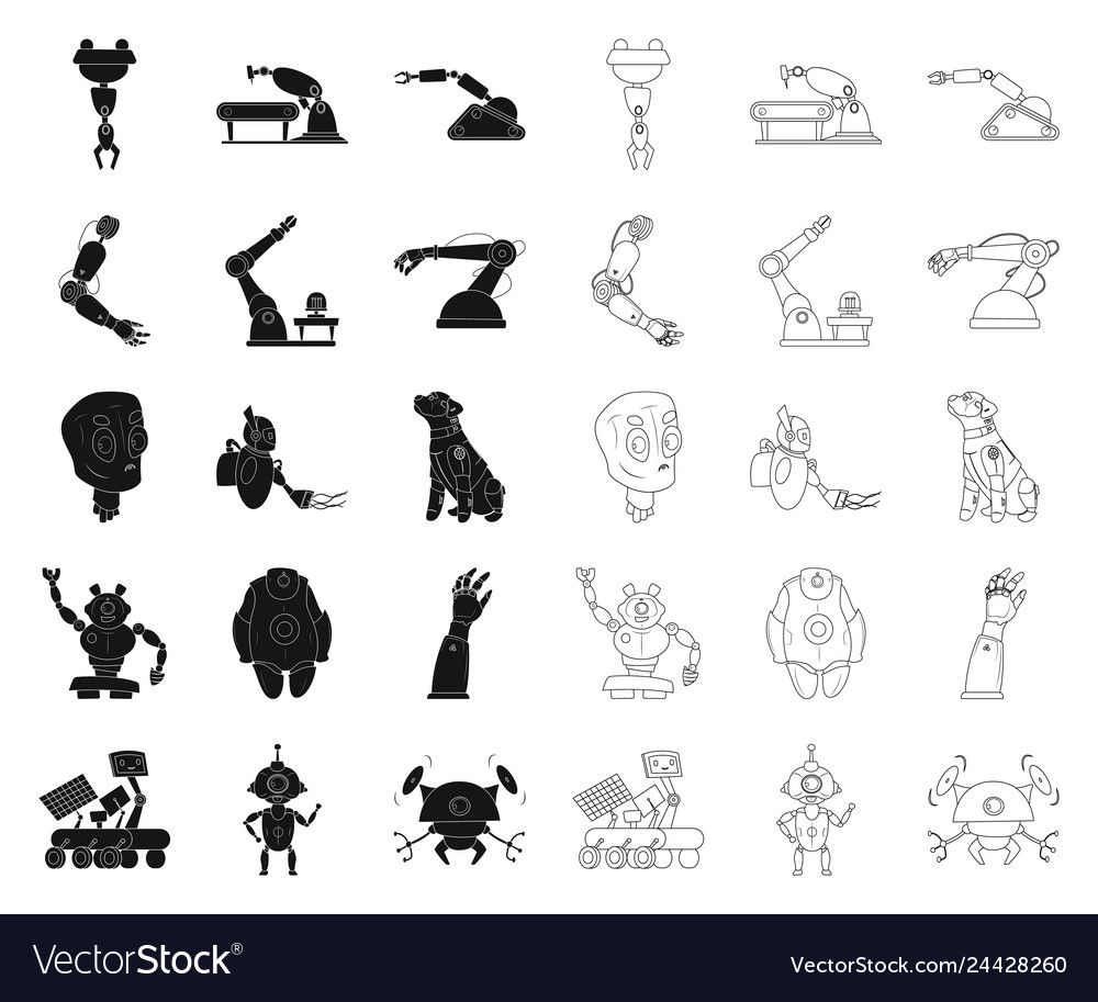 Robot and factory symbol vector image Robot and factory symbol