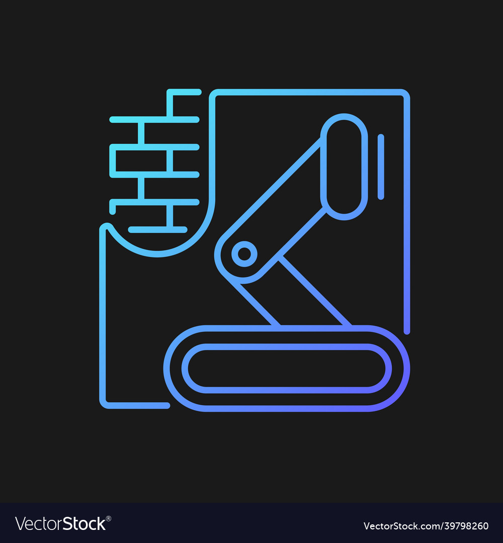 Robotics in concrete works gradient icon for dark Vector Image Robotics in concrete works gradient icon for dark