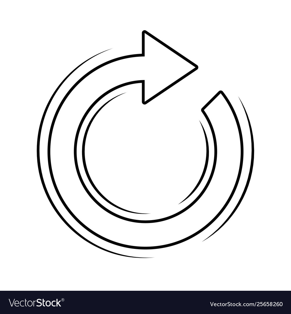 Round arrow icon in black and white