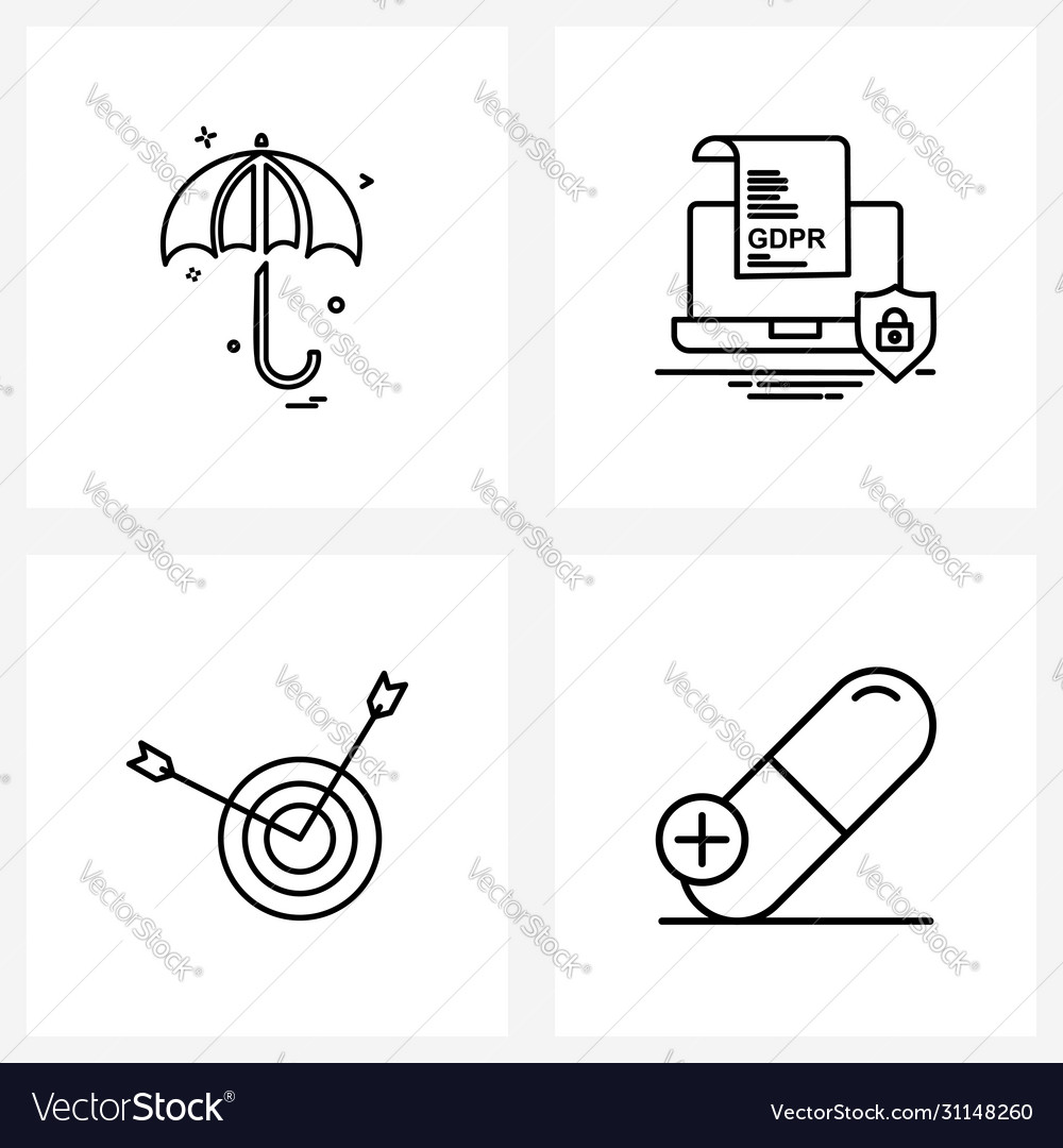 Set 4 simple line icons for web and print