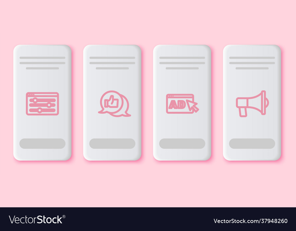 Set line browser setting customer product rating vector image Set line browser setting customer product rating