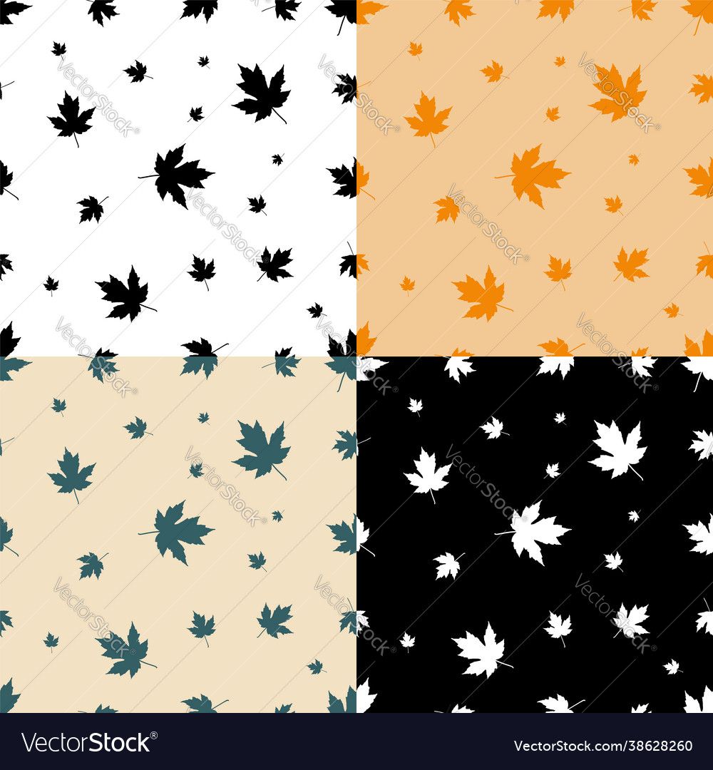 Set seamless patterns with silhouettes vector image Set seamless patterns with silhouettes