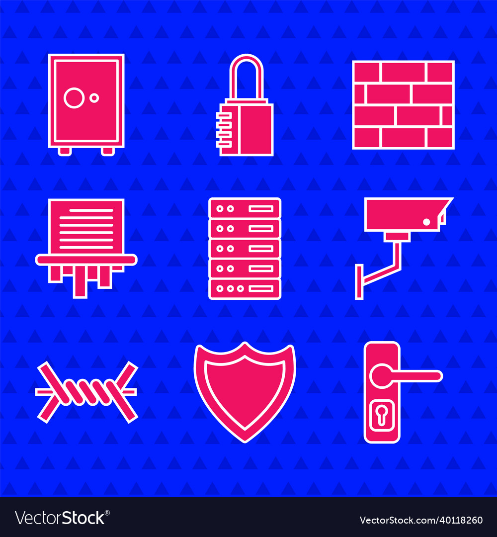 Set server data web hosting shield door handle Vector Image Set server data web hosting shield door handle