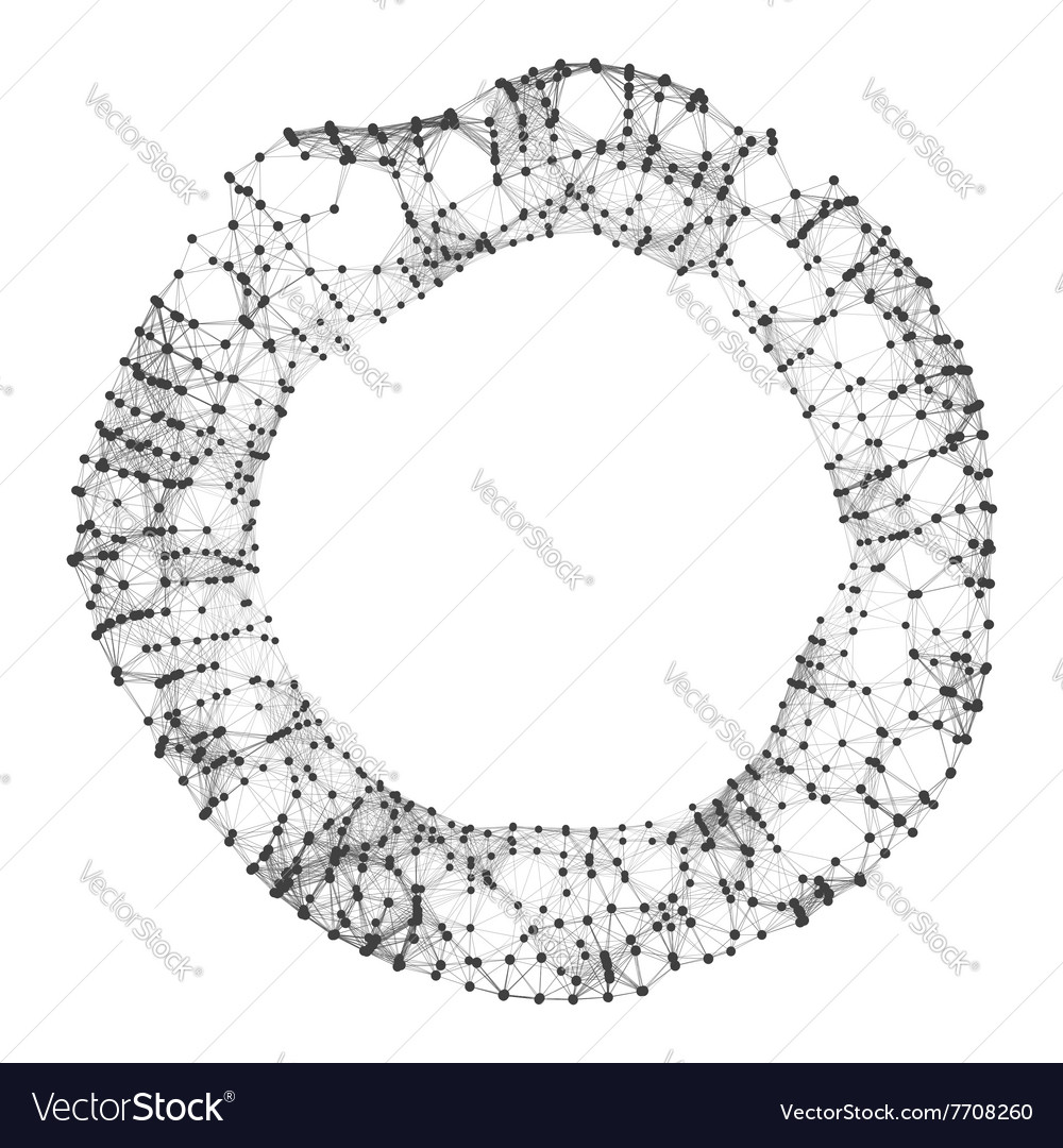 Wireframe object with dots 3d geometric element
