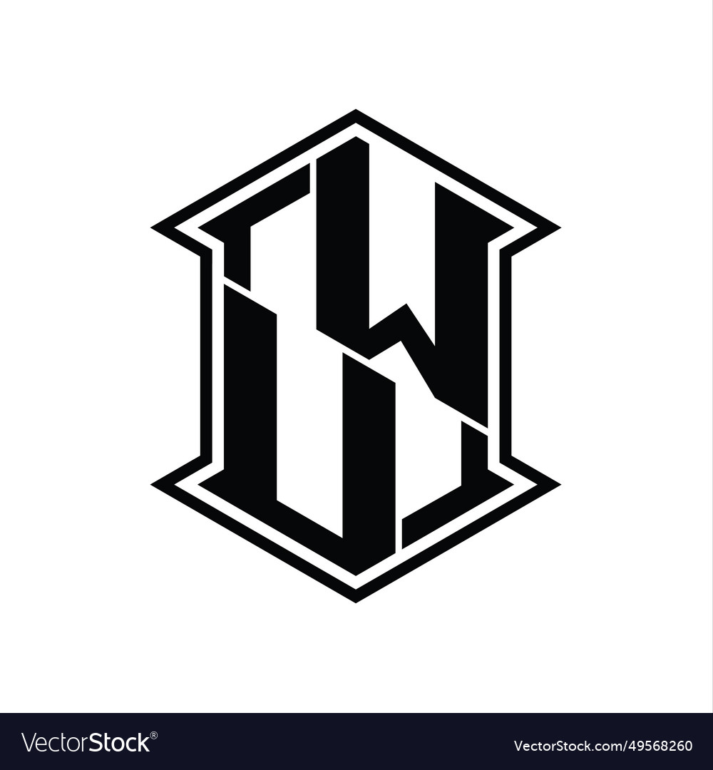 Wu logo monogram hexagon shield shape up and down Vector Image Wu logo monogram hexagon shield shape up and down