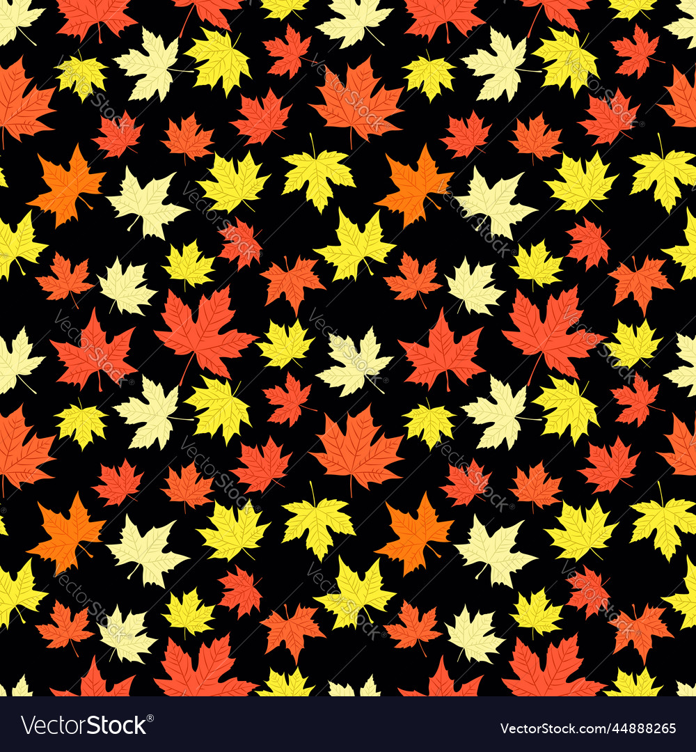 A set of autumn maple leaves seamless pattern