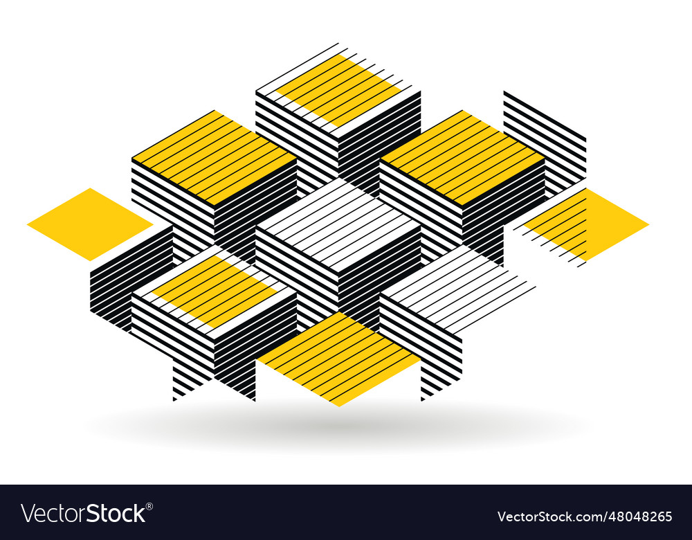 Abstract Art With 3d Isometric Cubes Geometric Vector Image Abstract Art With 3d Isometric Cubes Geometric Vector Image
