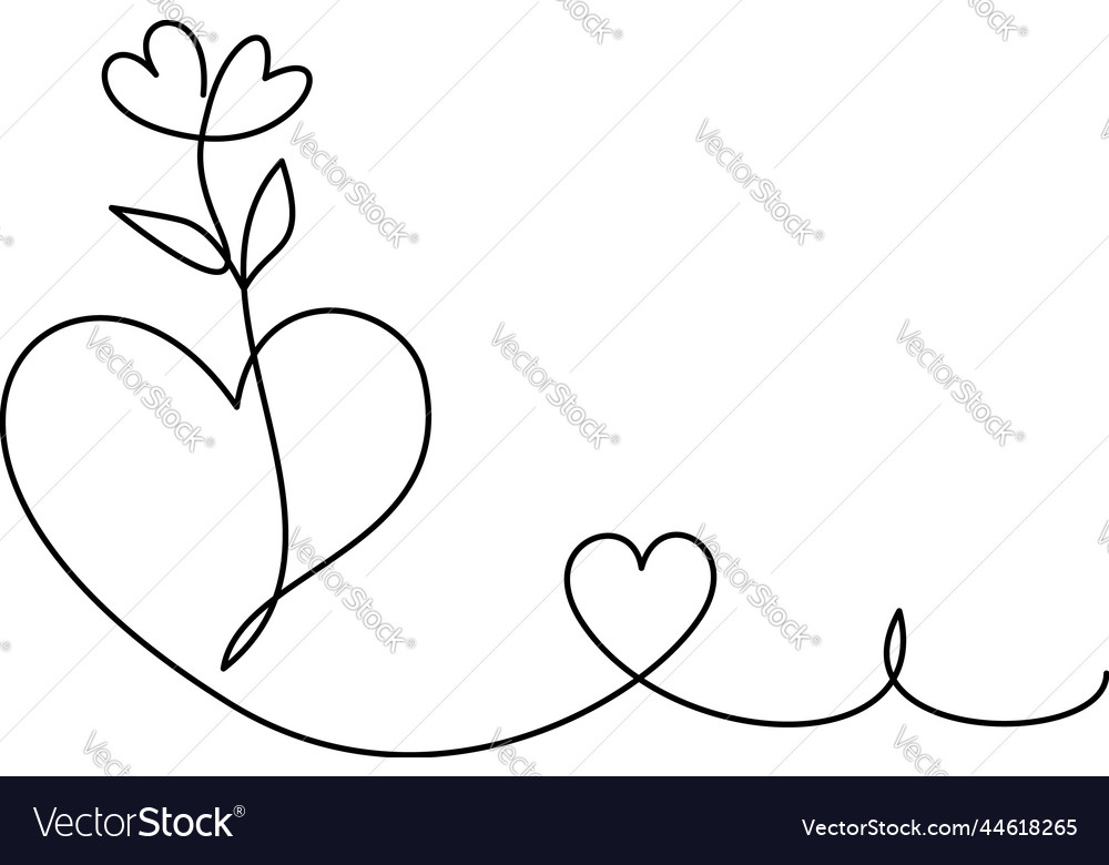 Flower heart symbol of love one line Royalty Free Vector