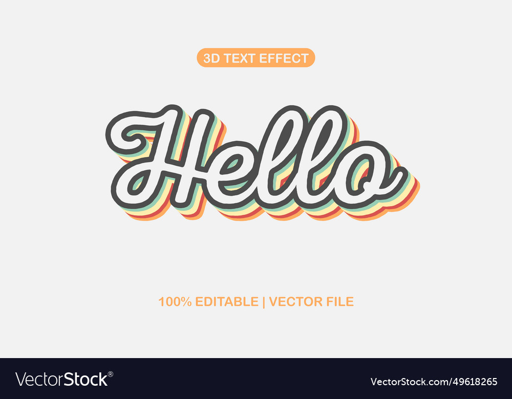 Fully editable text effect style hello eps vector image Fully editable text effect style hello eps