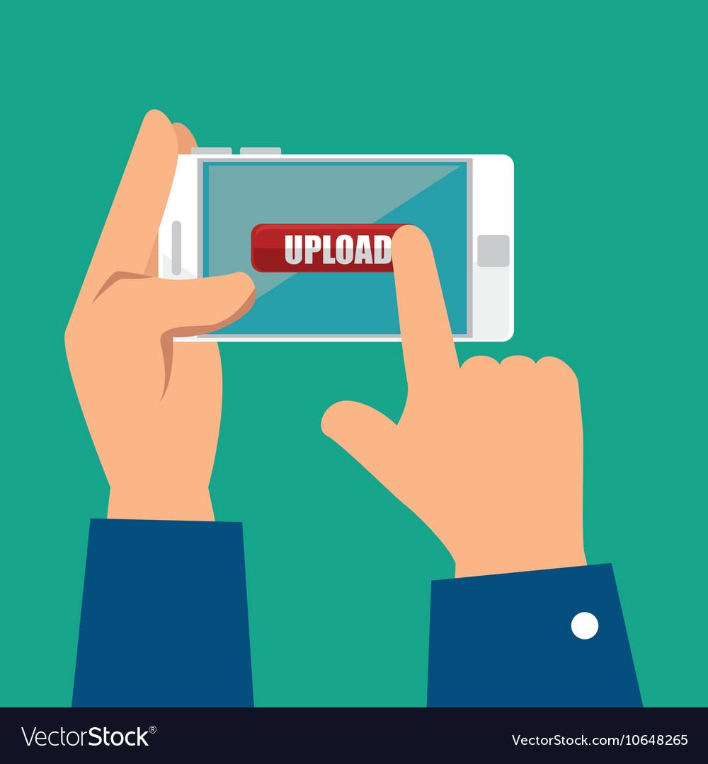 Icon hands upload process digital design isolated