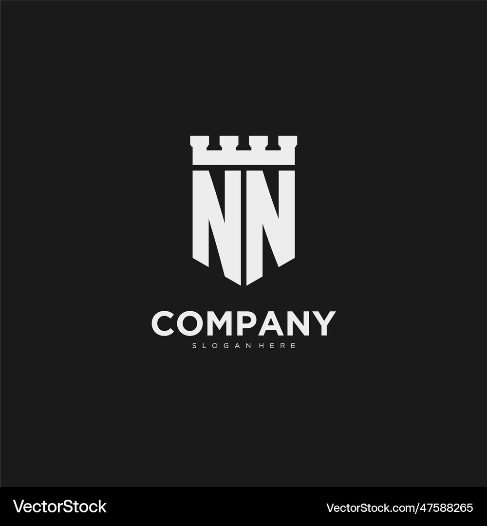 Initials nn logo monogram with shield Royalty Free Vector
