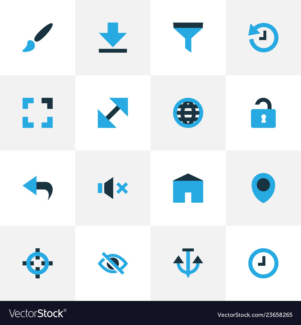Interface icons colored set with target hide vector image Interface icons colored set with target hide