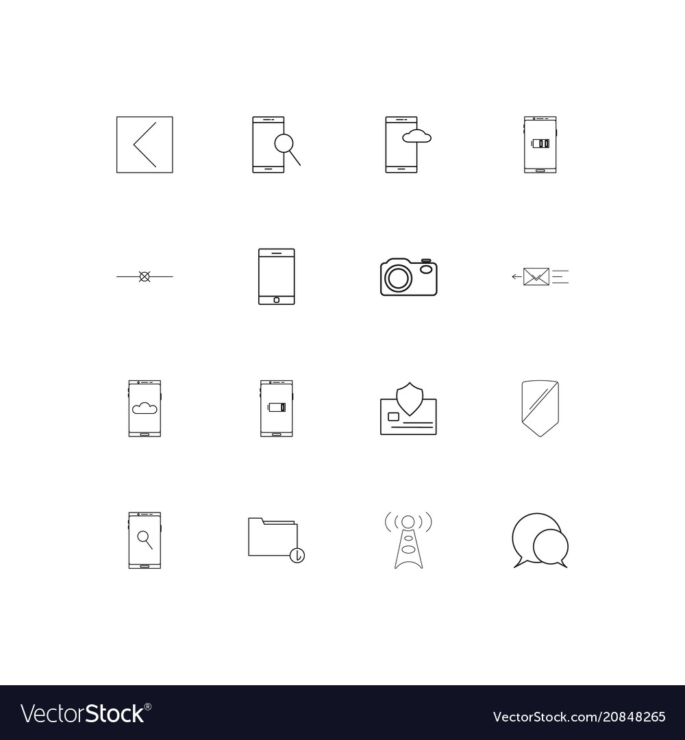 Network and database linear thin icons set