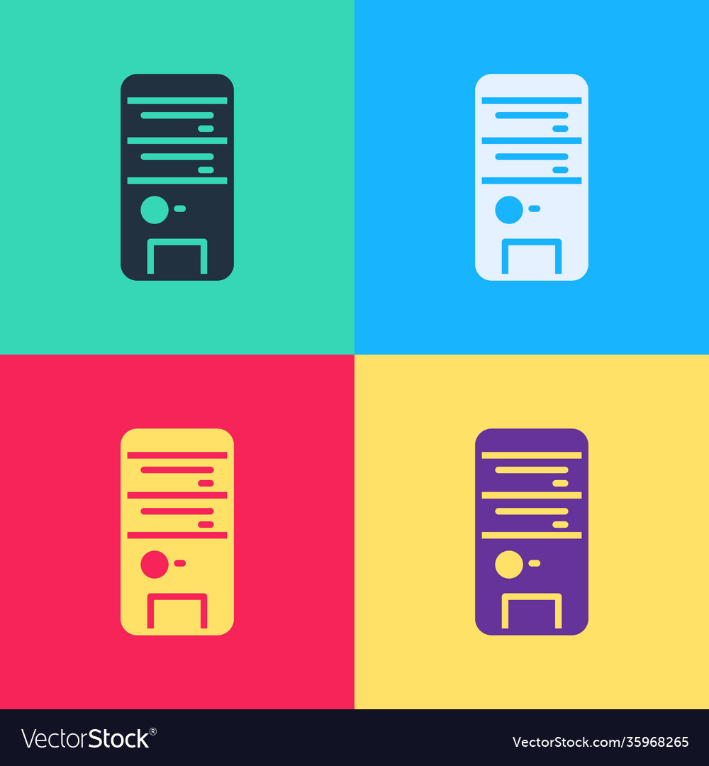 Pop art computer icon isolated on color background