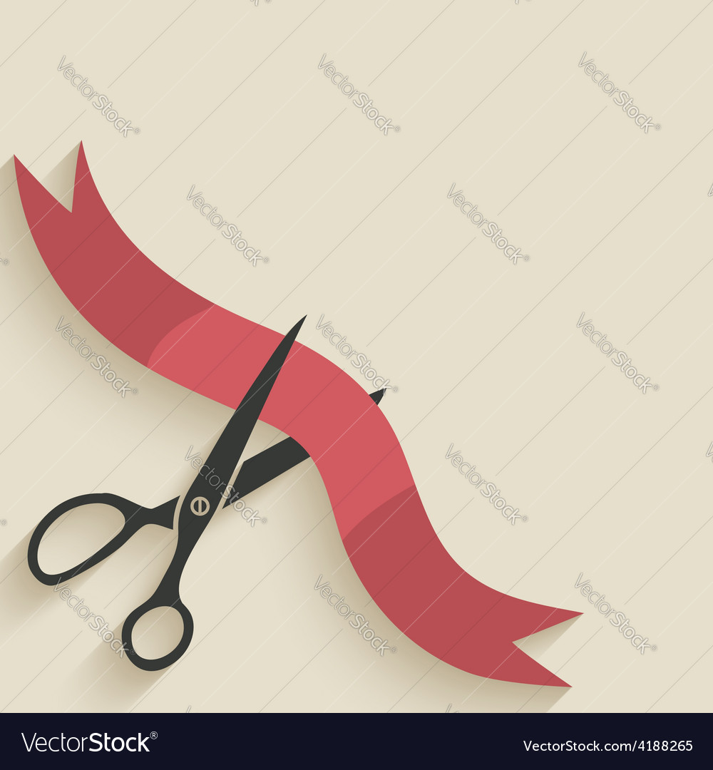 Scissors cut red ribbon
