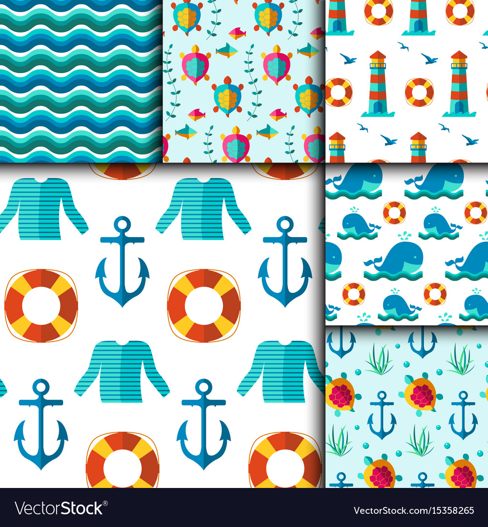 Seamless patterns with nautical elements