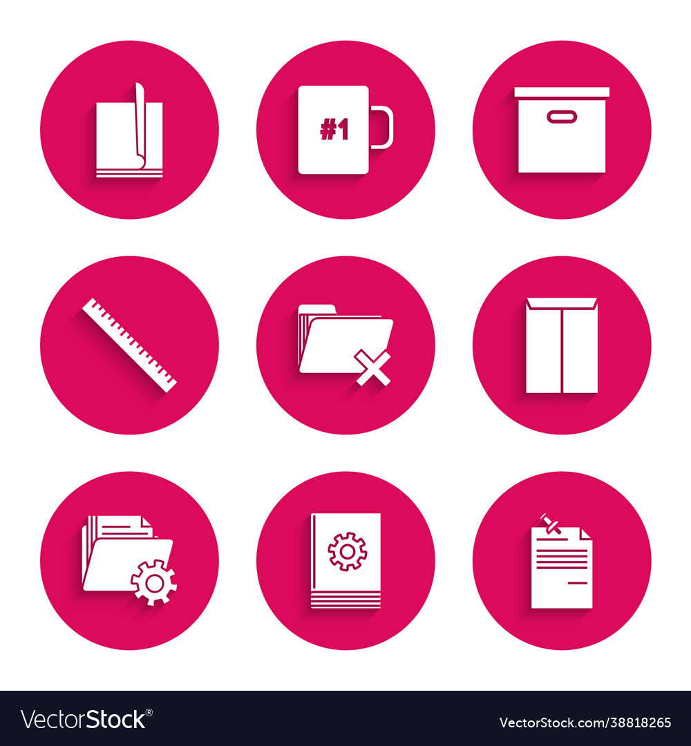 Set delete folder user manual note paper vector image Set delete folder user manual note paper