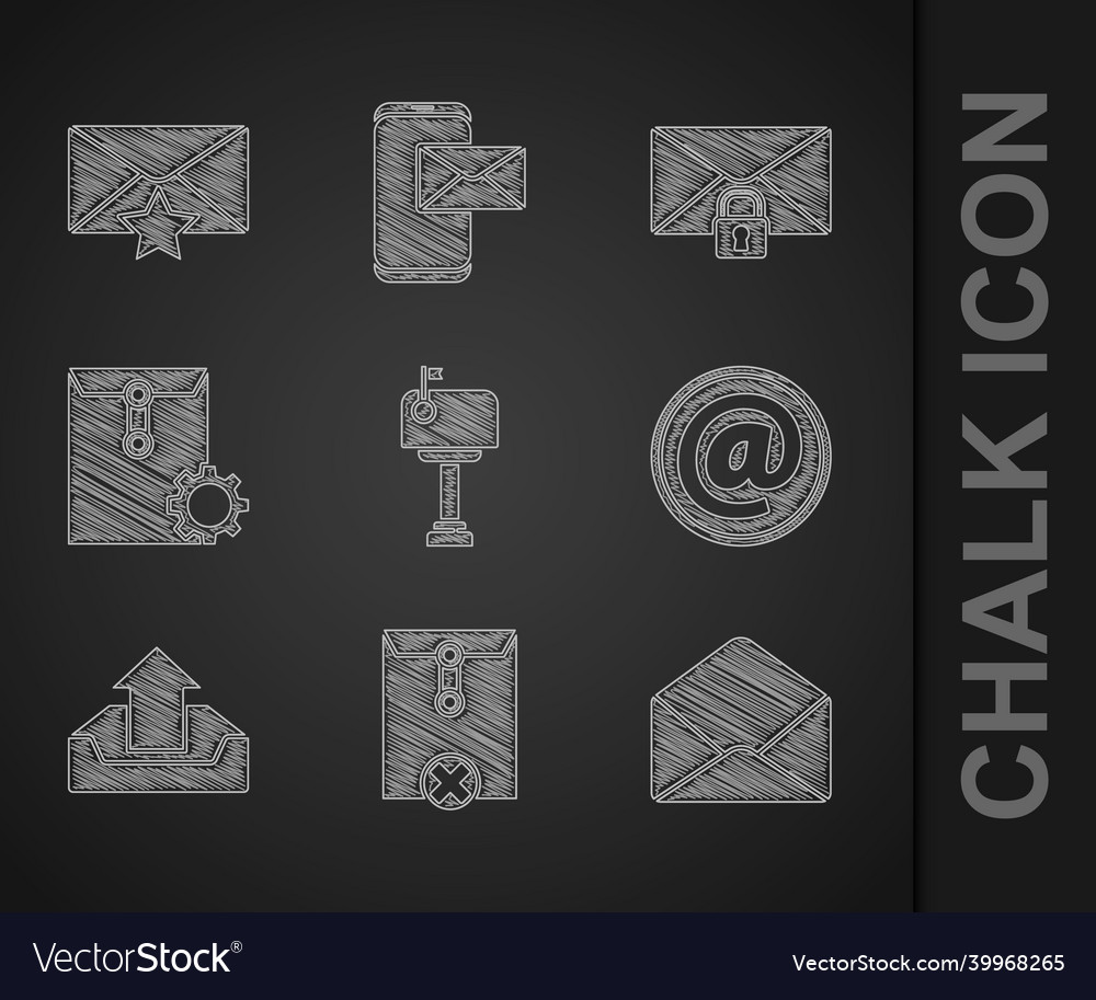 Set mail box delete envelope and e vector image Set mail box delete envelope and e