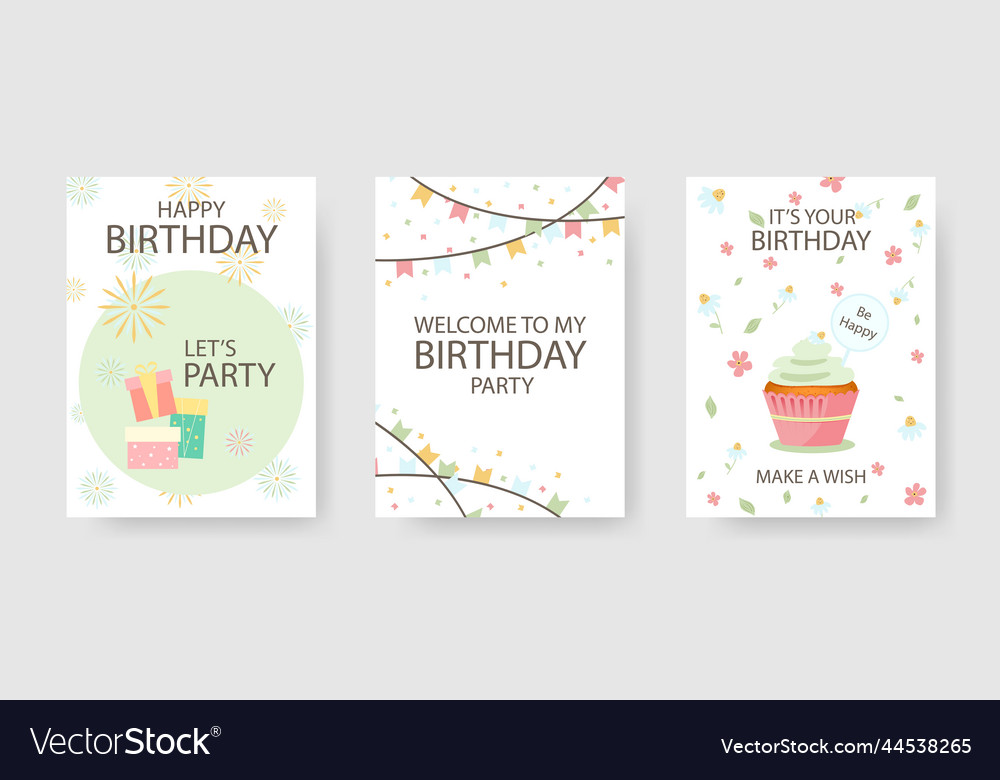 Set of birthday greeting cards