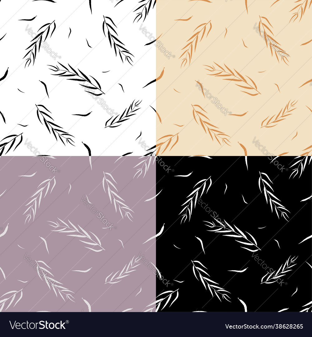 Set seamless patterns with silhouettes