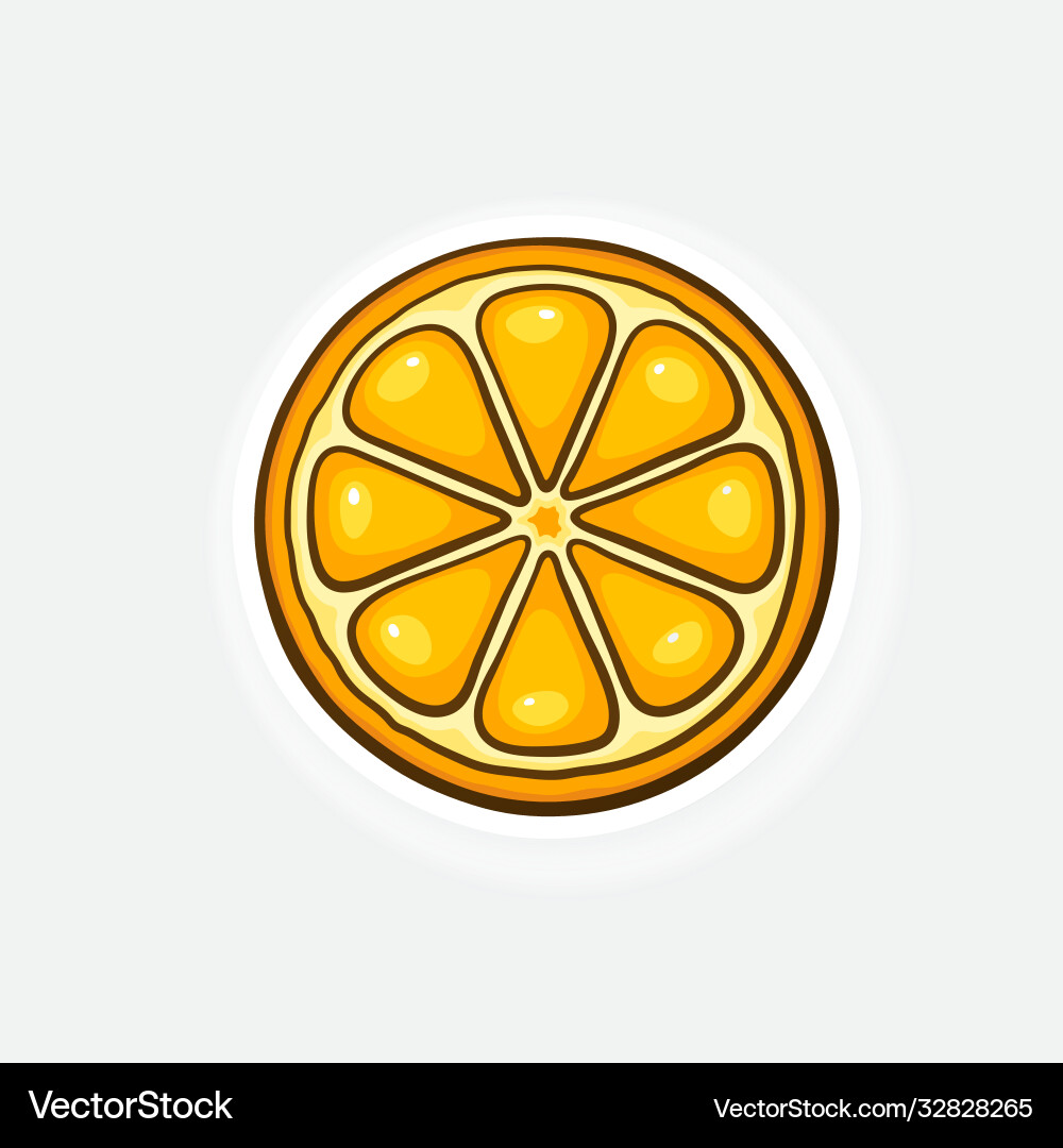 Sticker slice orange Royalty Free Vector Image