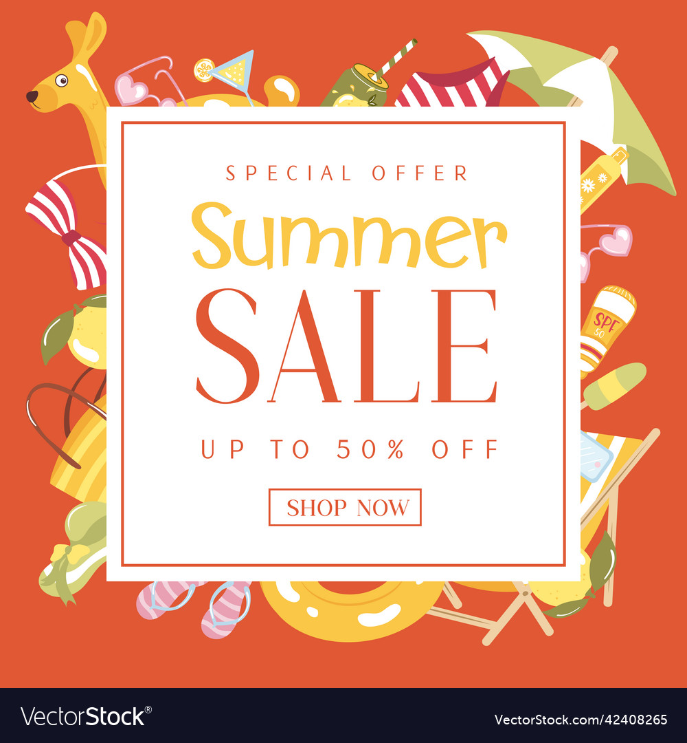 Summer super sale banner with sun umbrellas