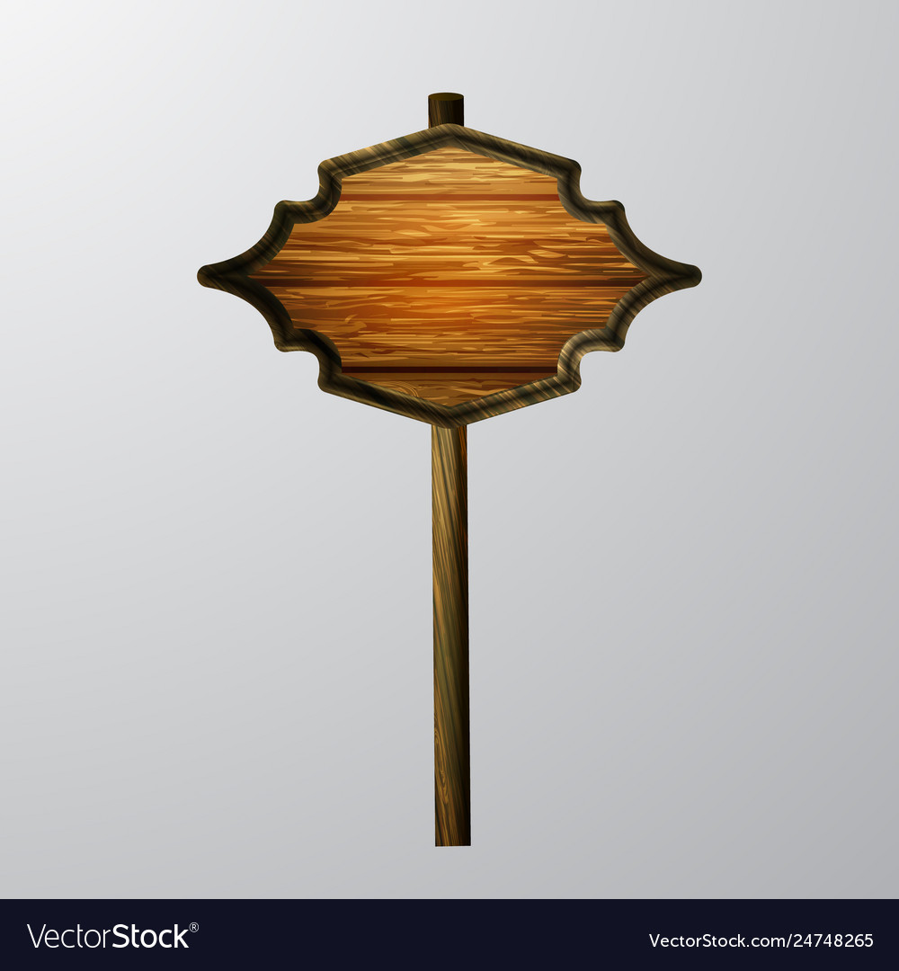 Wooden blank cartoon sign board Royalty Free Vector Image