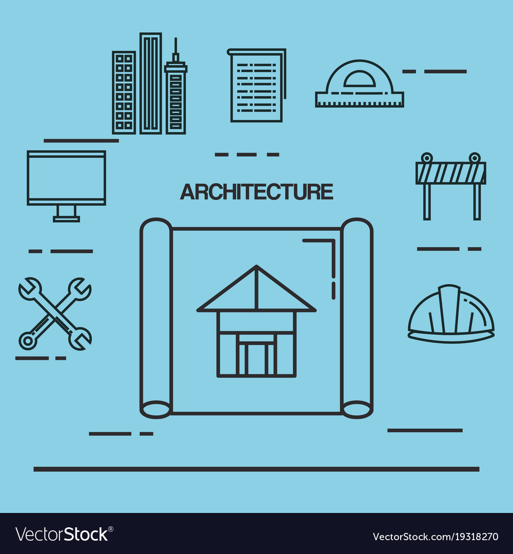 Architectural design set icons Royalty Free Vector Image