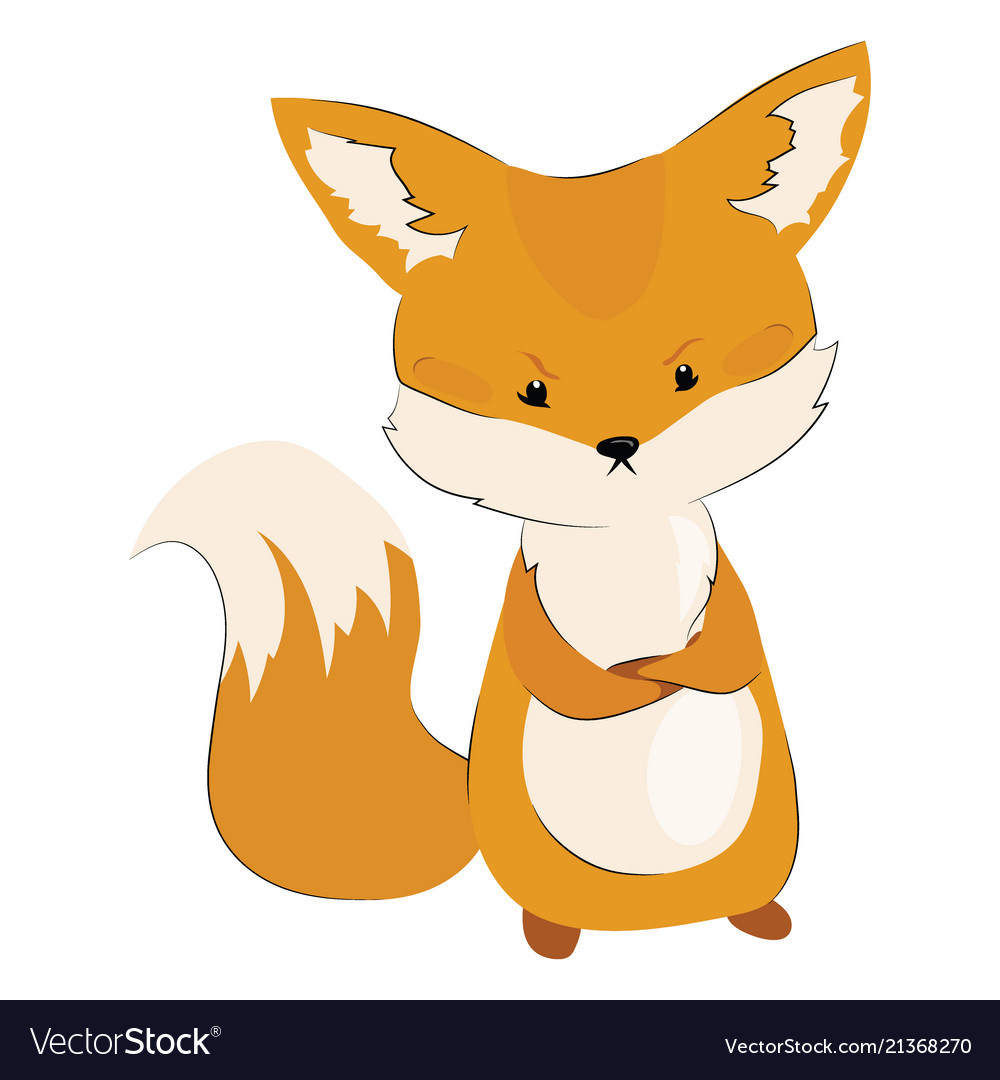 Cartoon angry fox stylized cute Royalty Free Vector Image