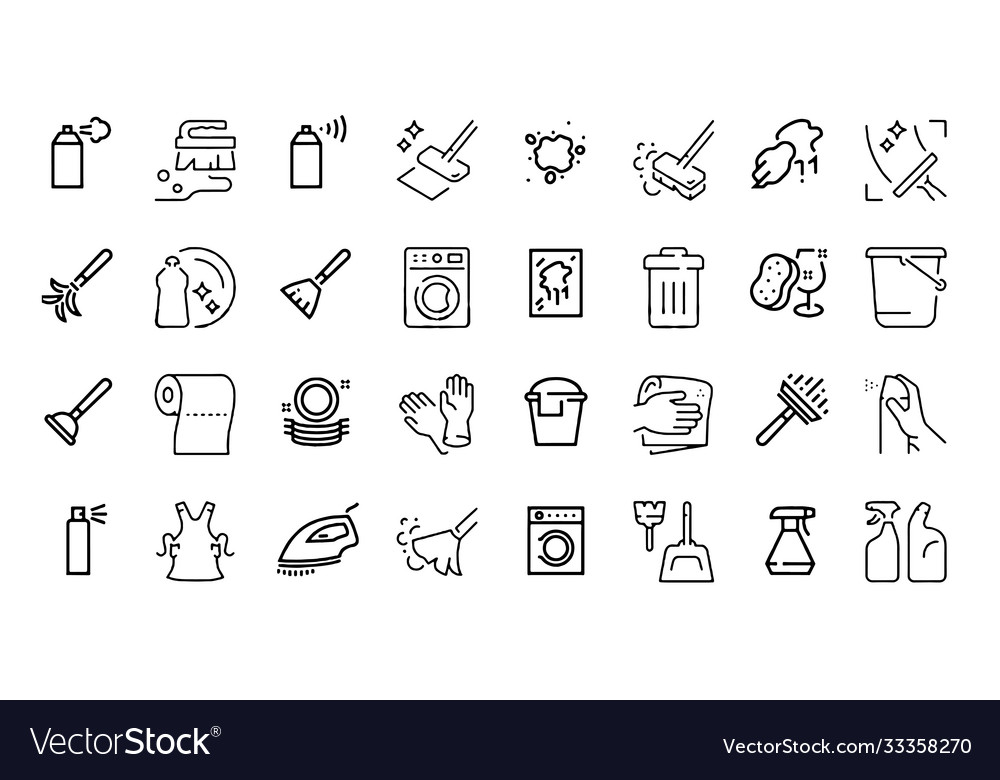 Cleaning icons pack isolated symbols