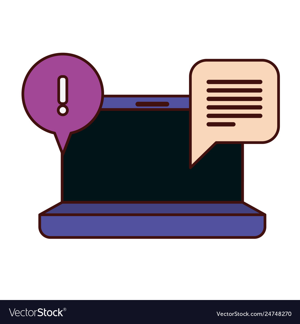 Device screen with speech bubble isolated icon vector image Device screen with speech bubble isolated icon