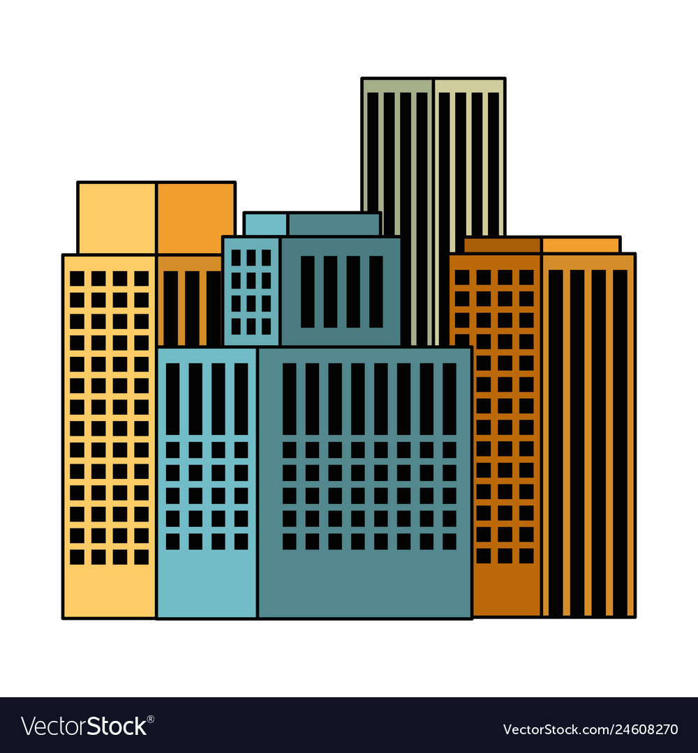 Exterior buildings cityscape icon Royalty Free Vector Image